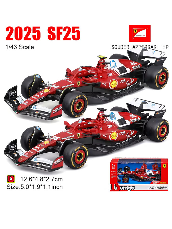 Bburago Ferrari SF25, Druckguss-Modell, 1:43, Metall, Rot - Bild 4