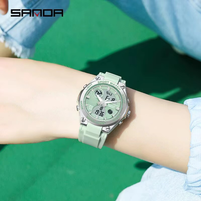 SANDA Digitaluhr, Chronograph, Quarz, Kunststoff, Silikon, Damen - Bild 2