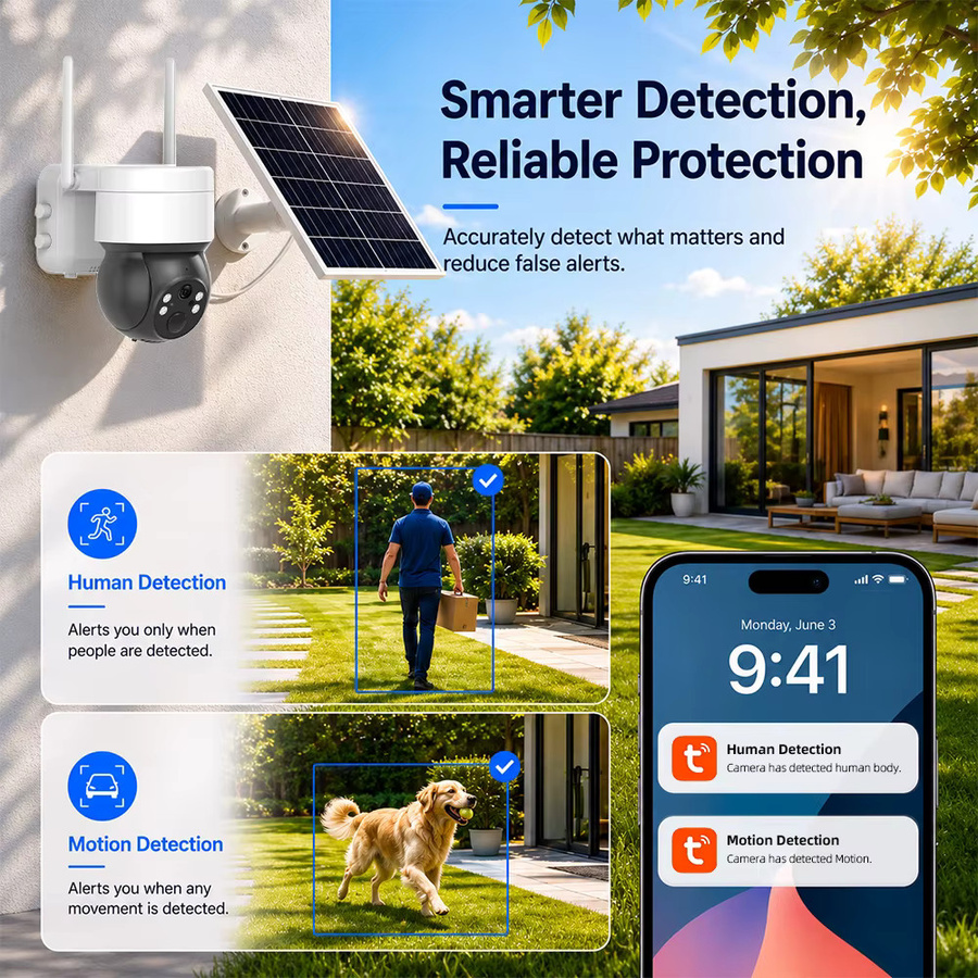 Tuya SmartLife Solar IP Kamera mit 3MP Auflösung, WIFI, IP65 wasserdicht, Vollfarb-Nachtsicht und Human Tracking in Weiß - Bild 4