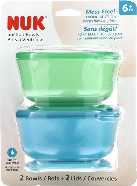 NUK Saugnapf Schalen Set für Babys ab 6 Monaten in Blau, Grün und Beige - Bild 1