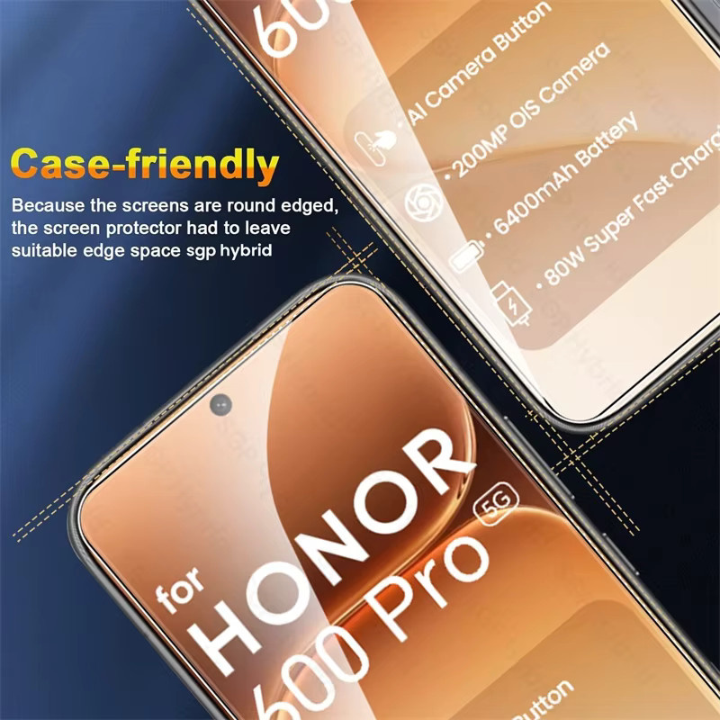 3-teiliges Schutzglas Set für Honor 600 Pro 5G, 6,57 Zoll, transparent, kratzfester Displayschutz mit 9H Härtegrad - Bild 3