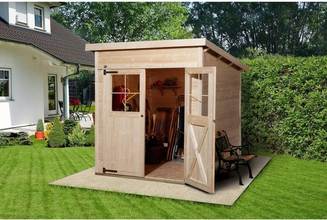 WEKA Gartenhaus 325 Gr. 2 aus europäischer Fichte mit Pultdach in Beige und Braun, B/H/T: 222 x 223 x 194 cm - Bild 1
