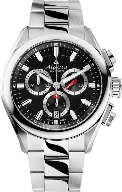 Alpina Chronograph, Quarz, Edelstahl, Schwarz, 42 mm, Herren - Bild 1
