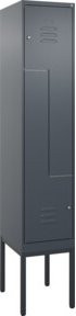 C+P Z-Spind Classic PLUS Garderobenschrank aus Stahl mit 2 Fächern, Anthrazit/Schwarz, H x B x T: 212 x 40 x 50 cm - Bild 1