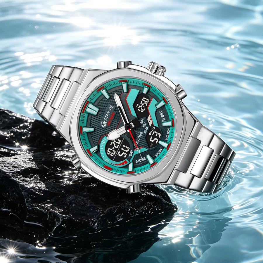 STRYVE Armbanduhr, Analog-Digital, Edelstahl, Silber, Herren - Bild 2