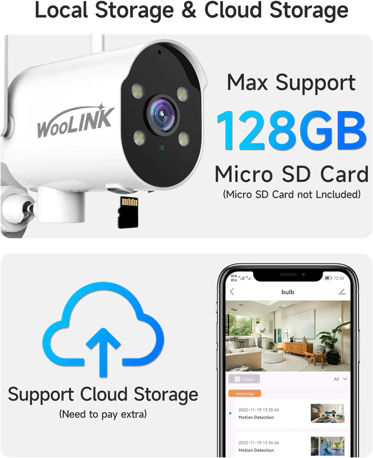 Woolink WLAN IP-Kamera PTZ für den Außenbereich, 2K kabellose Sicherheitskamera mit 1620P Vollständiger Nachtsicht und Audio-Video-Funktion, Weiß - Bild 3