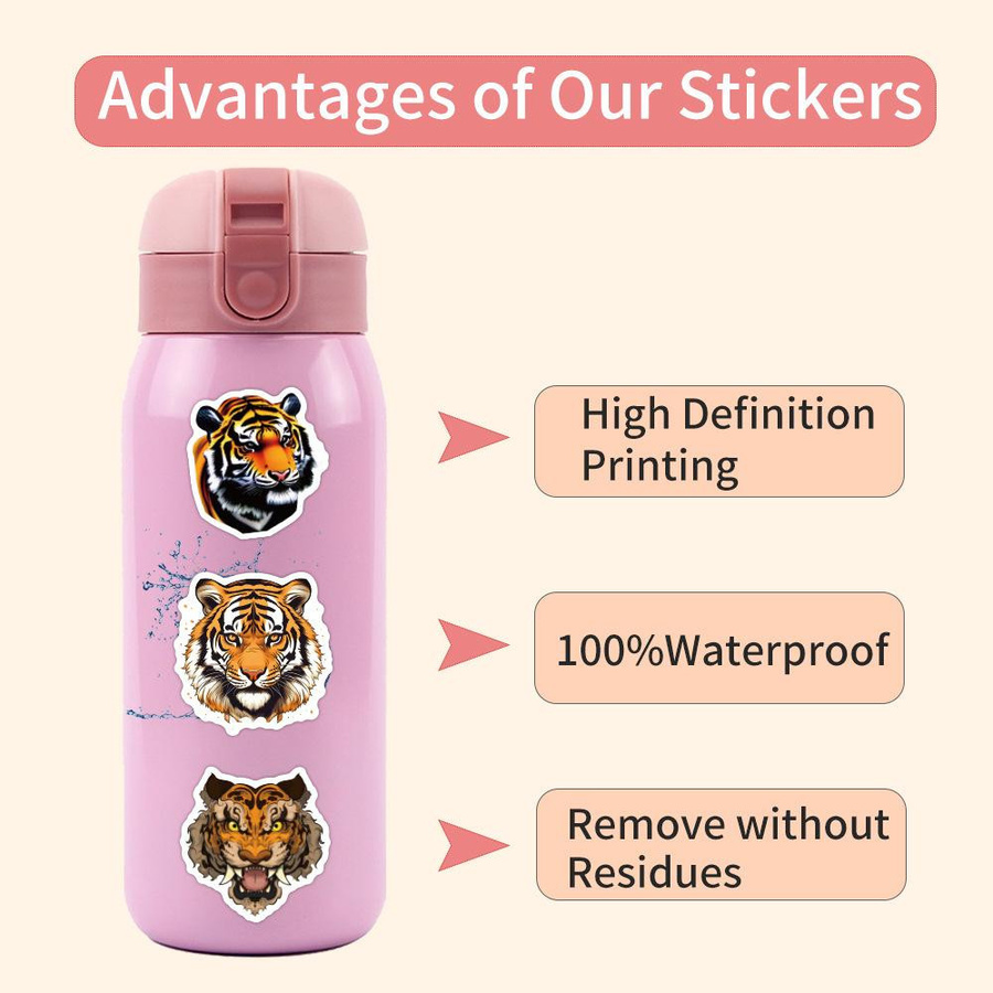 60 Tiger-Cartoon-Graffiti-Aufkleber in Multicolour zum Dekorieren von Notizbüchern, Koffern und Handyhüllen - Bild 3