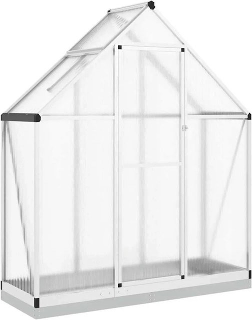 Furnicato Gewächshaus aus Aluminium mit Fundamentrahmen und Polycarbonat in Silber, B/T/H: 169 x 58 x 202 cm - Bild 1