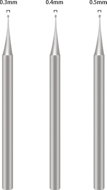 SAYTL Präzisions-Schleifstiftspitzen Set in Silber mit 0,3 mm, 0,4 mm und 0,5 mm Durchmesser für PCB-Motherboard-Bohren mit 2,35 mm Aufnahme - Bild 1