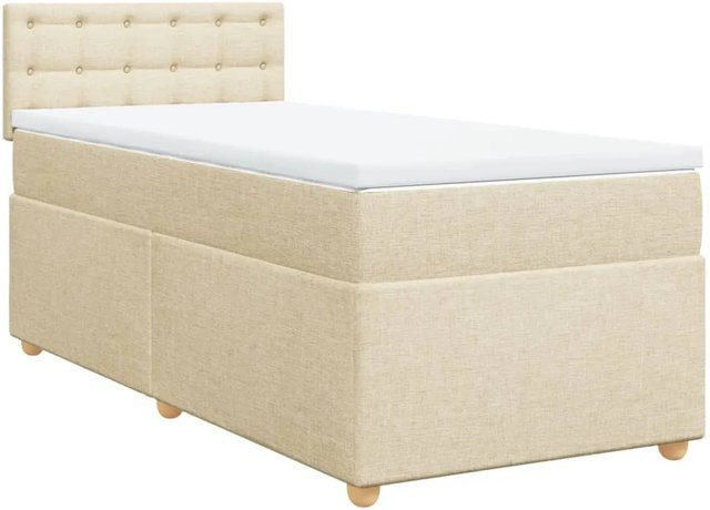vidaXL Boxspringbett Hybrid mit Matratze und Taschenfederkern in Creme, B/T/H: 90 x 190 x 100,5 cm - Bild 1