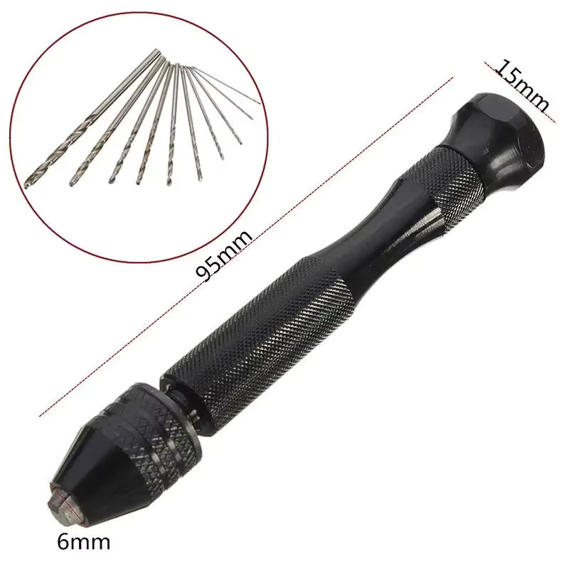 10-teiliges Set Mini-Spiralbohrer und Schnellspannbohrfutter aus Aluminium in Schwarz für manuelle Drehwerkzeuge - Bild 4