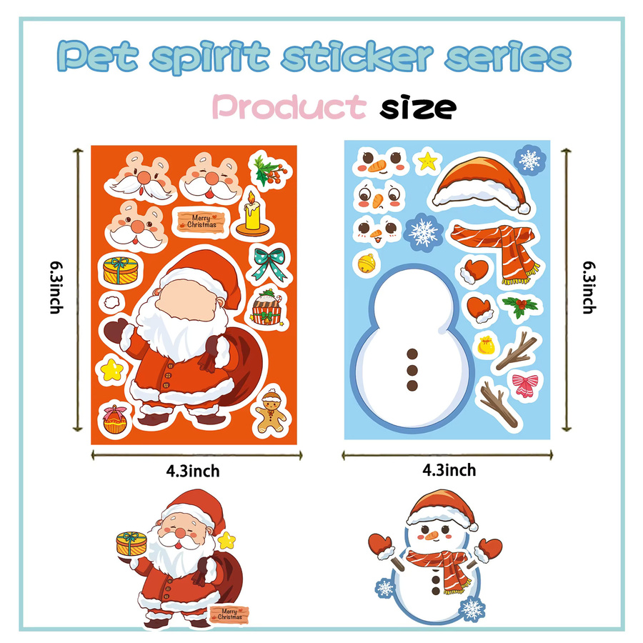 Cartoon Weihnachts Puzzle Aufkleber Set in Multicolour für DIY Dekoration von Notebook, Handyhülle und Kühlschrank - Bild 2