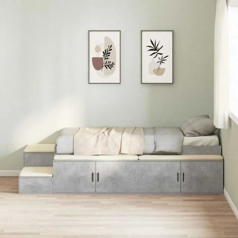 Modernes Funktionsbett mit Stauraum von Vidaxl in Beton Grau aus Holzwerkstoff, B/T/H: 234 x 103 x 53,5 cm - Bild 1