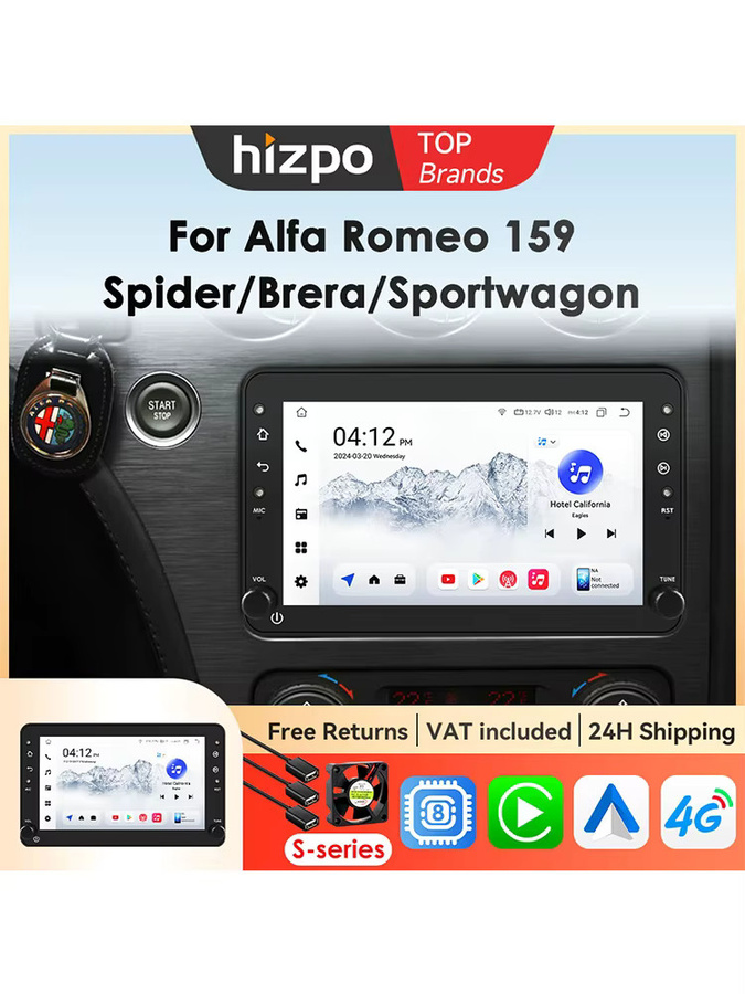 Hizpo Android All-in-One Autoradio für Alfa Romeo 159 Brera Spider Sportwagon mit GPS, 4G, WiFi und Wireless Carplay in Schwarz - Bild 6