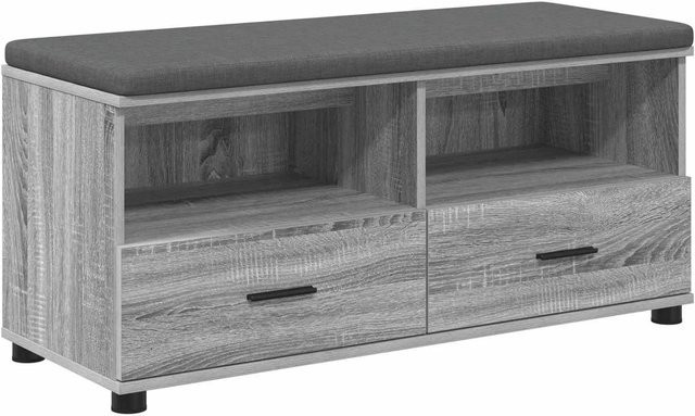 vidaXL Flurbank mit Kissen und Schuhregal in Grau Sonoma, B/T/H: 100 x 38 x 46 cm - Bild 1