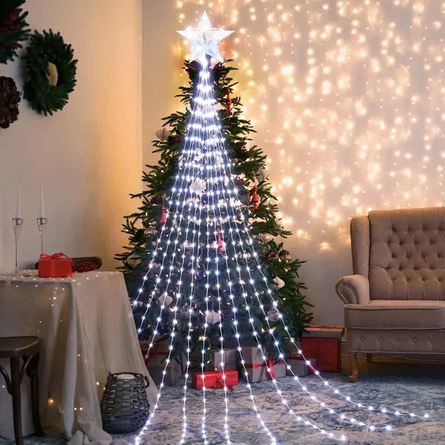 OKAL RED EAST LED Lichterkette in Stern- und Eiszapfenform, Warmweiß, USB-Betrieb, moderne Weihnachtsdekoration - Bild 1