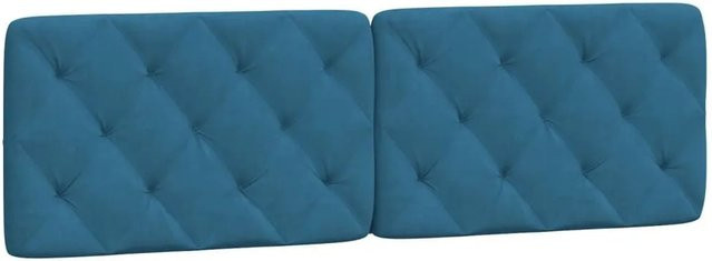 vidaXL Kopfteil-Kissen aus Samt in Blau mit Rauten-Heftung, Breite: 160 cm, Höhe: 200 cm - Bild 1