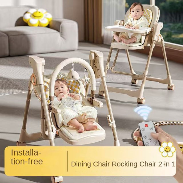 Pakey 2-in-1 Elektrischer Baby Hochstuhl und Schaukel in Beige - Bild 1