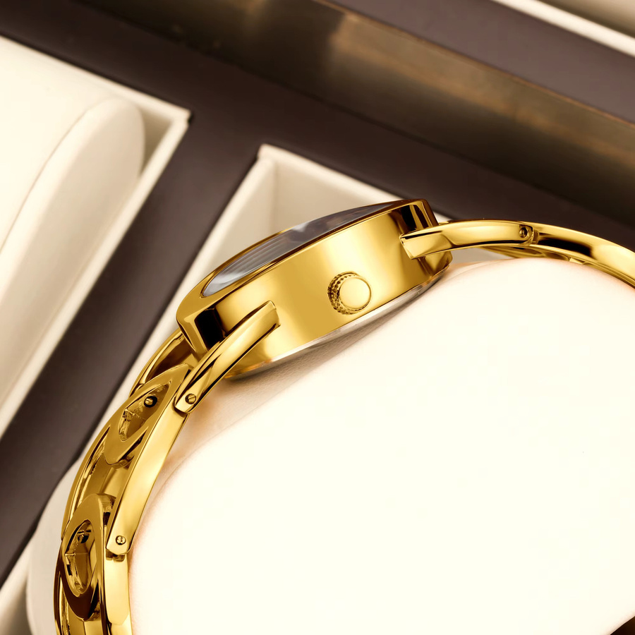 YaLaLuSi Armbanduhr Quarz, Edelstahl, Gold, Damen - Bild 3