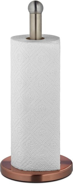 Freistehender Küchenrollenhalter aus Edelstahl von Relaxdays in Silber und Bronze, Breite: 35 cm, Tiefe: 15 cm - Bild 1