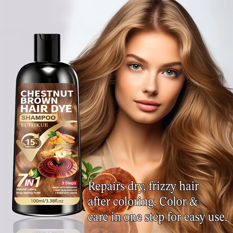 YUITIKUE Haarfärbeshampoo Kastanienbraun, 100 ml - Bild 4