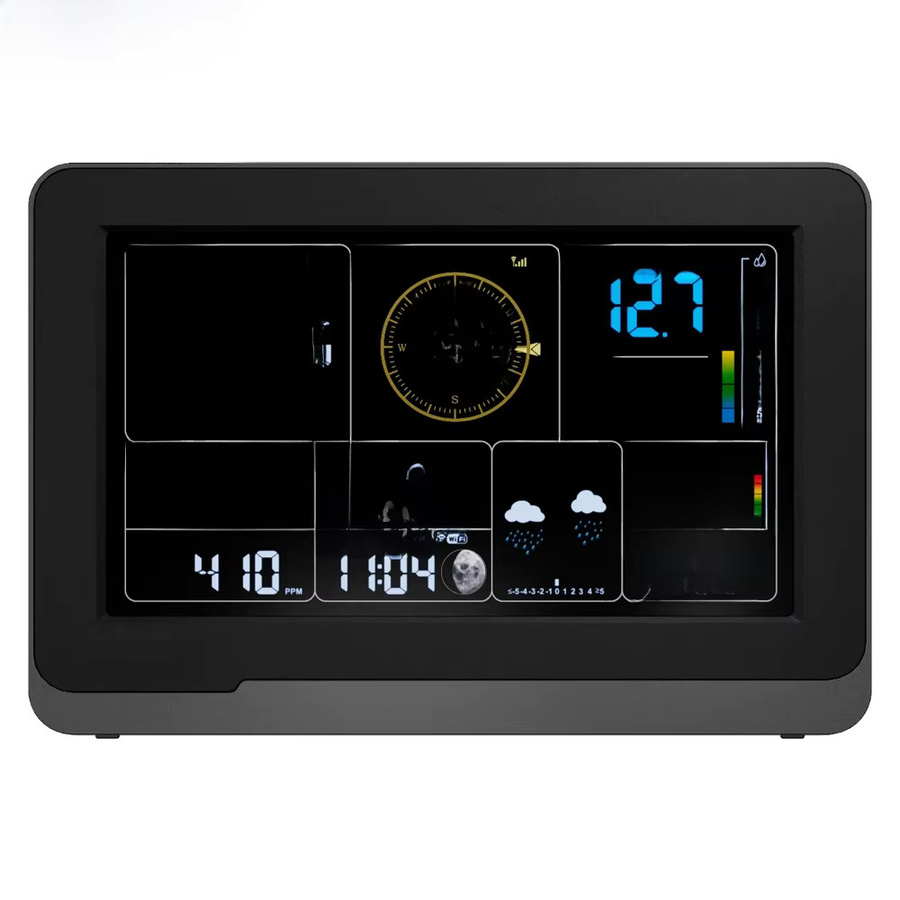 Ecowitt WS3910 Wi-Fi Wetterstation mit 7,5 Zoll LCD-Farbdisplay und eingebautem CO2-Sensor in Schwarz - Bild 6