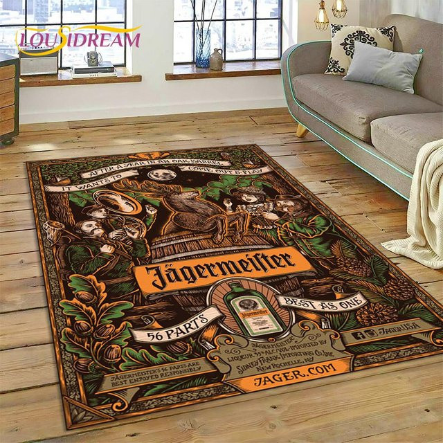 Jaegermeister Elch Teppich mit 3D Logo für Wohnzimmer und Schlafzimmer, rutschfest, B x T: 100 x 150 cm - Bild 1