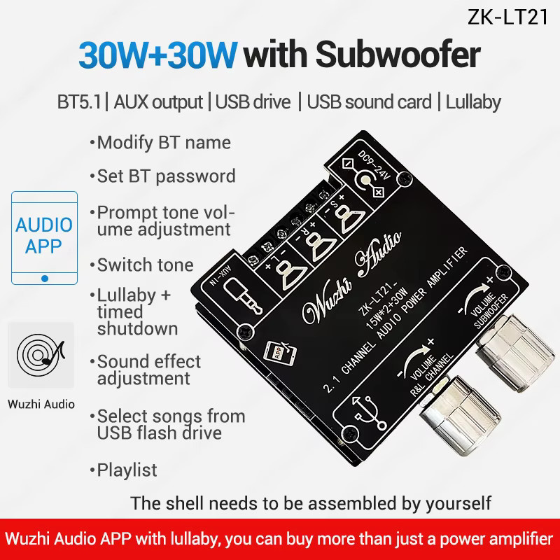 LOTHYE Bluetooth 2.1-Kanal Audio-Leistungsverstärker mit TWS True Wireless Funktion, Schwarz - Bild 2