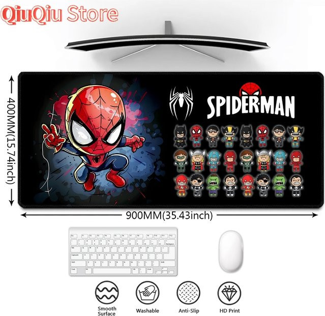 Potdemiel Gaming Mauspad Spider Man Schwarz Multicolour Großes Mauspad als Schreibtischunterlage - Bild 1