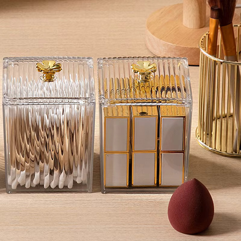 Transparente Kunststoff Aufbewahrungsbox für Wattepads und Kosmetik, staubdichte Make-up Box für Lippenstift und Baumwolle - Bild 3
