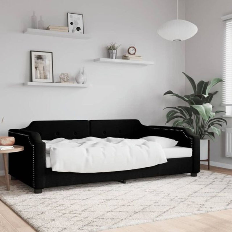 vidaxl Polsterbett Tagesbett aus Stoff und Metall in Schwarz, B/T/H: 190 x 90 x 66,5 cm - Bild 1