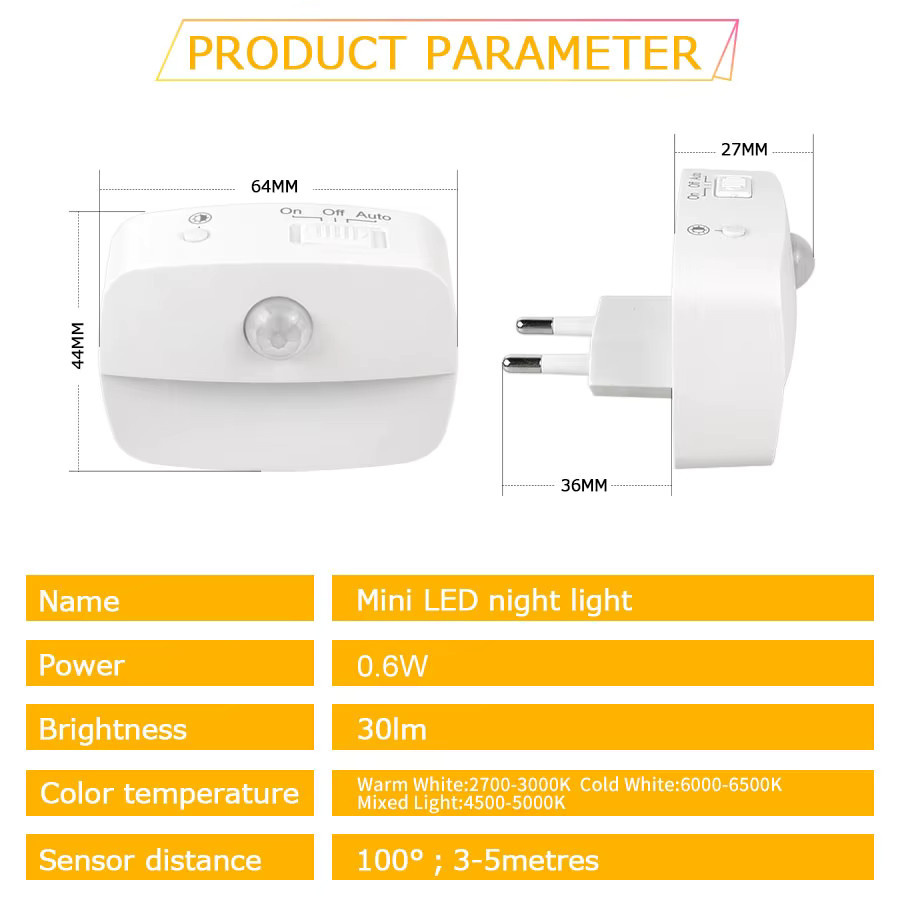 Aamasun LED Nachtlicht mit Bewegungssensor und Infrarot-Induktion, 3 Farbtemperaturen, Weiß - Bild 2