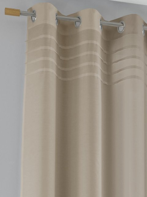 Dekostore Heine Home Vorhang Beige Semi-Transparent mit Ösen, B/H: 140 x 145 cm - Bild 1