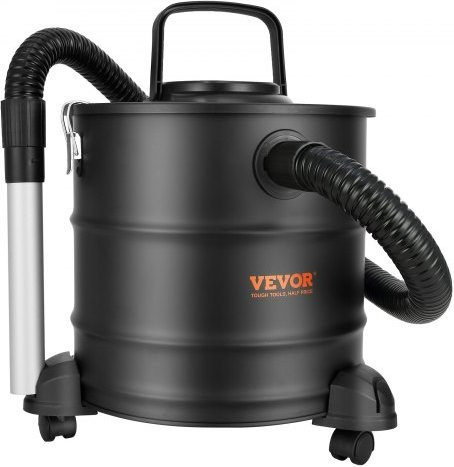 VEVOR Aschesauger mit 1200W starker Saugkraft, 20 L Behältervolumen, Schwarz, inklusive 1,2 m flexiblem Schlauch und Rollen für Kamine, Pelletöfen, Holzöfen und Grills - Bild 1