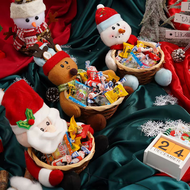 Weihnachtsmann Aufbewahrungskorb aus Rattan in Mehrfarbig für Weihnachtsdekoration und Süßigkeiten - Bild 3