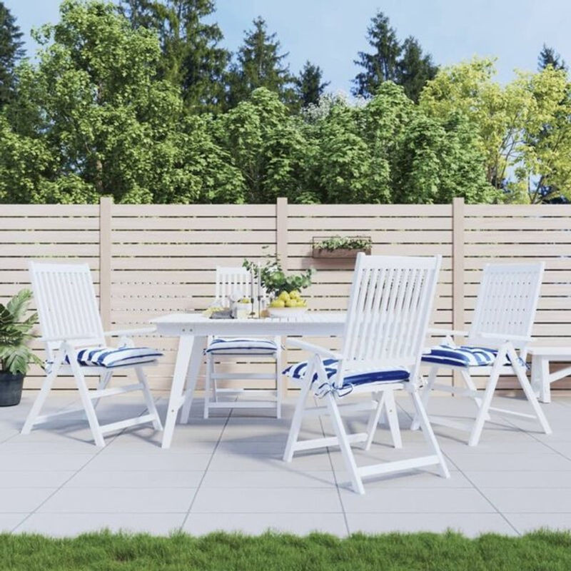 Vidaxl Stuhlkissen 4er-Set Blau und Weiß Gestreift aus Oxford-Gewebe B/T/H: 50 x 50 x 7 cm - Bild 1