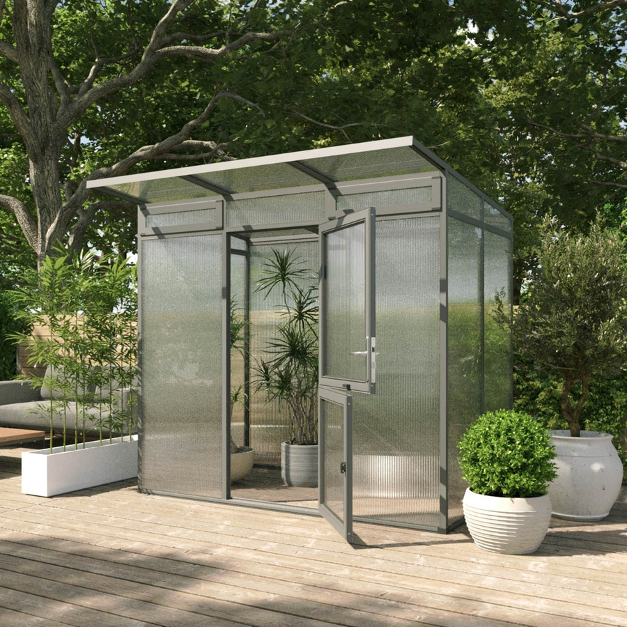 KGT Gewächshaus Santini II small in Anthrazit-Grau mit 3,5 m² Fläche, Pultdach und Polycarbonat-Verglasung - Bild 2