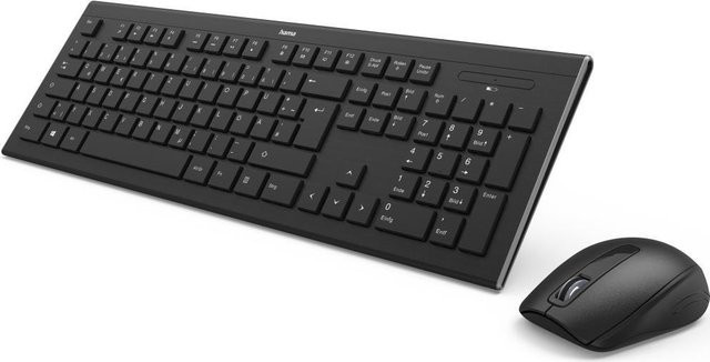 Hama Cortino Kabelloses Tastatur- und Maus-Set mit 2,4 GHz USB-A Empfänger, QWERTY-Layout in Ukrainisch, Schwarz - Bild 1