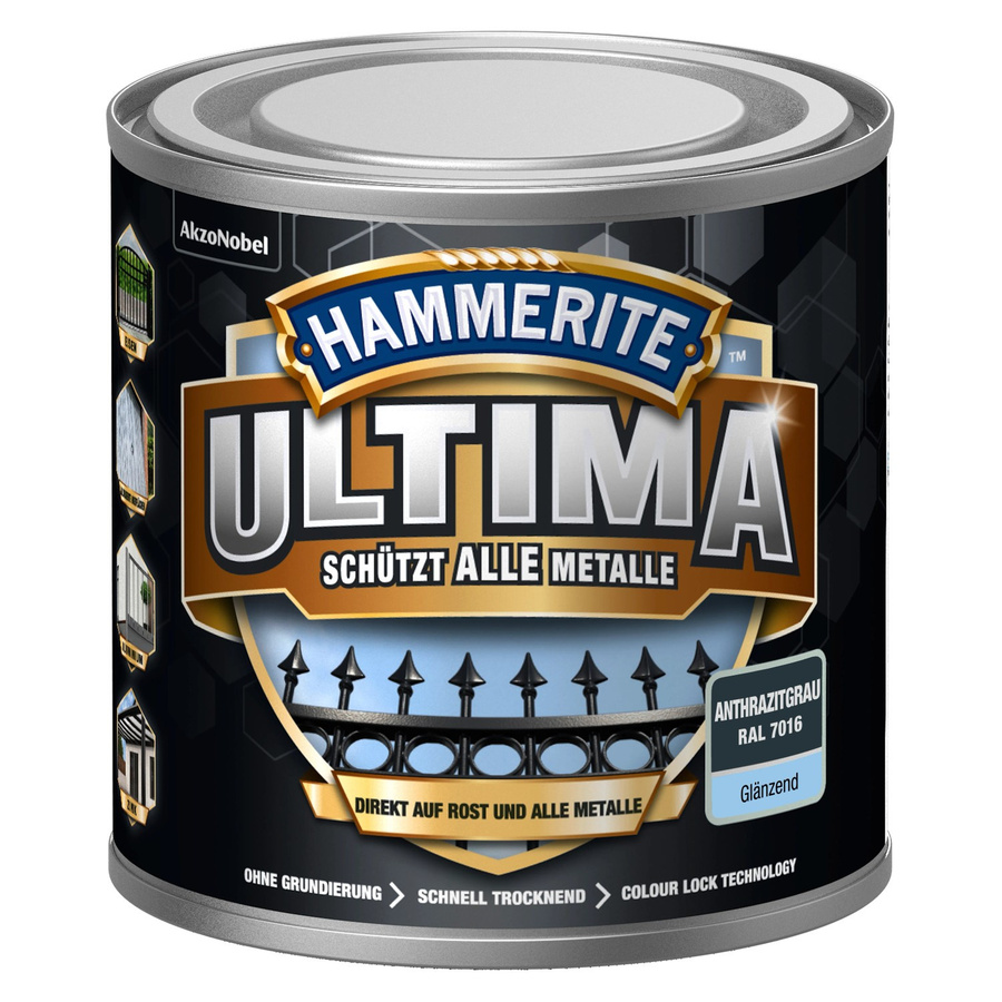 Hammerite Ultima Premium Metall-Schutzlack glänzend Anthrazitgrau 750 ml - Bild 2