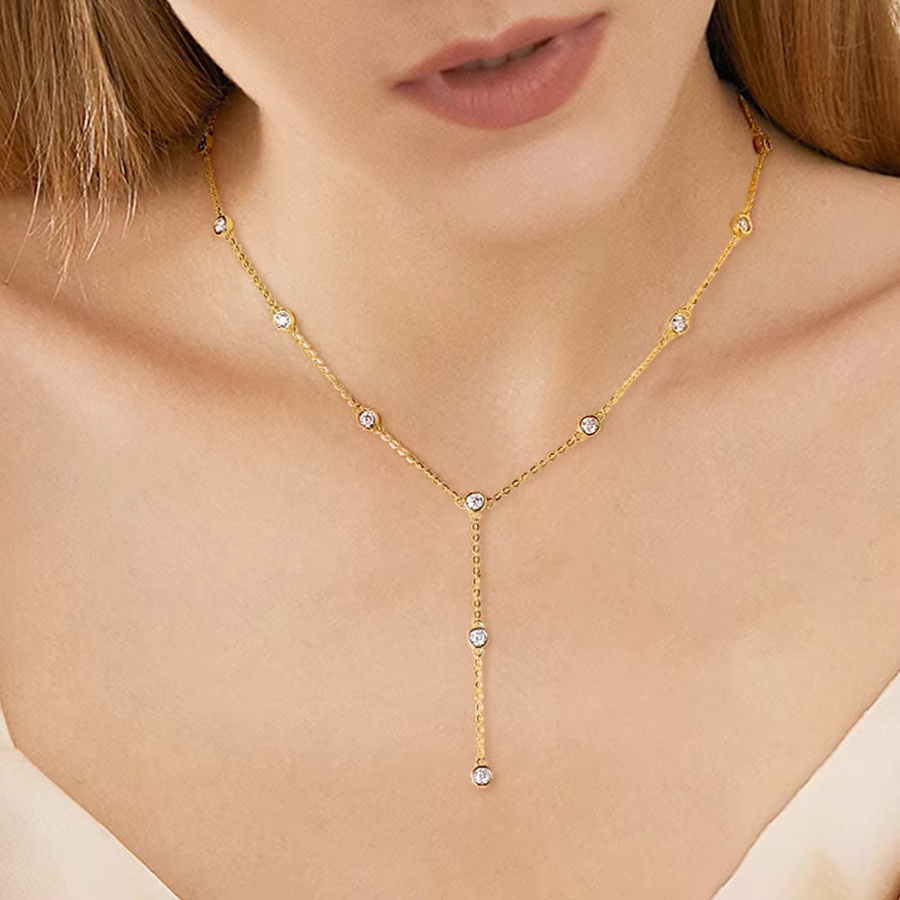 KUTPF Halskette, 925 Sterling Silber vergoldet 18 Karat Gold, Moissanit, Damen - Bild 3
