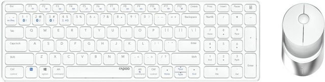 Rapoo Kabelloses Multi-Mode-Deskset 9750M in Weiß mit QWERTZ-Layout und Bluetooth sowie Wi-Fi-Unterstützung - Bild 1
