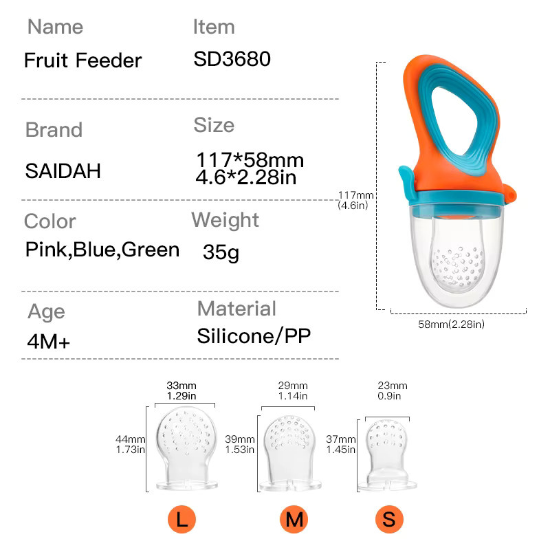 SAIDAH Obst- und Gemüse-Futterspender für Säuglinge mit Silikon-Netzbeutel in Lila und Multicolour - Bild 2