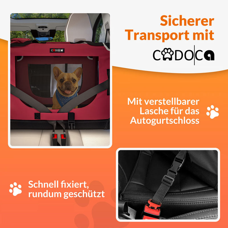 CADOCA Hundebox faltbar in Rot, B/T/H: 50 x 34 x 36 cm - Bild 2