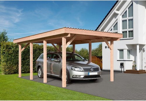 Mr. GARDENER Einzelcarport Erding 3 aus Douglasie in Braun, B/T/H: 338 x 572 x 240 cm - Bild 1