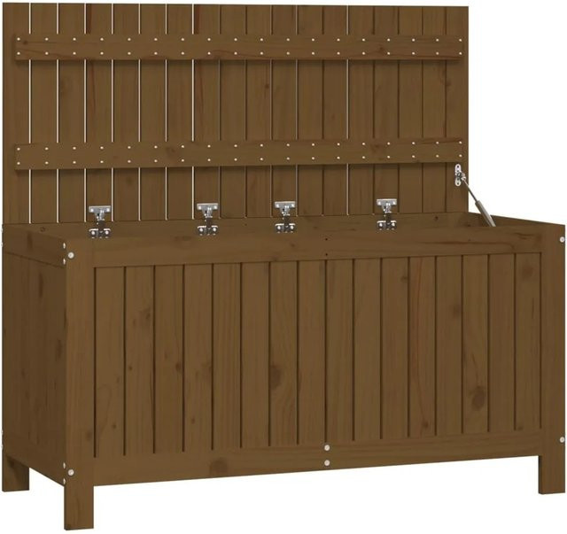 vidaXL Gartentruhe aus Massivholz Kiefer in Honigbraun mit rustikaler Optik, B/T/H: 115 x 49 x 60 cm - Bild 1
