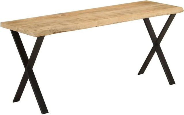 vidaXL Bank mit Baumkante aus Massivholz Mango in Braun und Schwarz, B/T/H: 105 x 45 x 45 cm - Bild 1