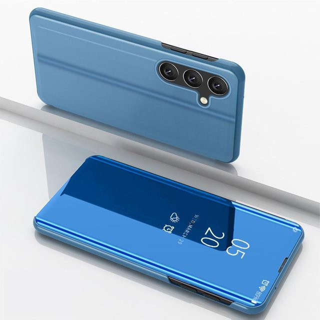 Stoßfeste Handyhülle mit Spiegel und Klappständer für Samsung Galaxy S26 S25 Edge S24 S23 S22 Ultra Plus FE in Blau - Bild 1