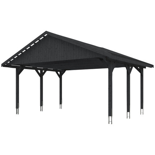 Skanholz Carport Wallgau Satteldach in Schiefergrau B/T: 620 x 500 cm mit Dachlattung und Firsthöhe: 354 cm - Bild 3