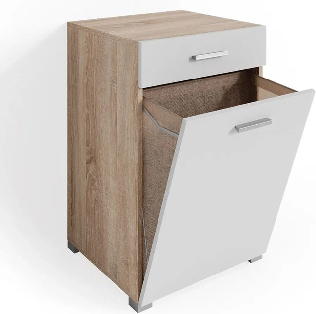 Vicco Badschrank Matteo Waschmaschinenschrank mit Wäschekorb in Sonoma/Weiß, B/H: 50 x 79 cm - Bild 2