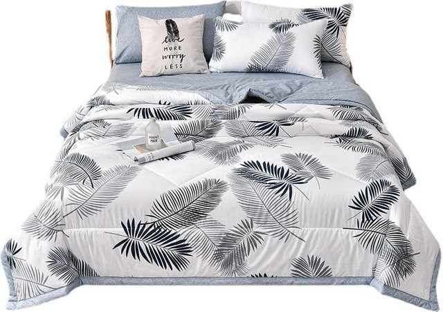 Super Six Plaid Summer Cool Quilt aus gewaschener Baumwolle, leichte und atmungsaktive Sommerbettdecke für Erwachsene und Kinder, B/H: 150 x 200 cm - Bild 1